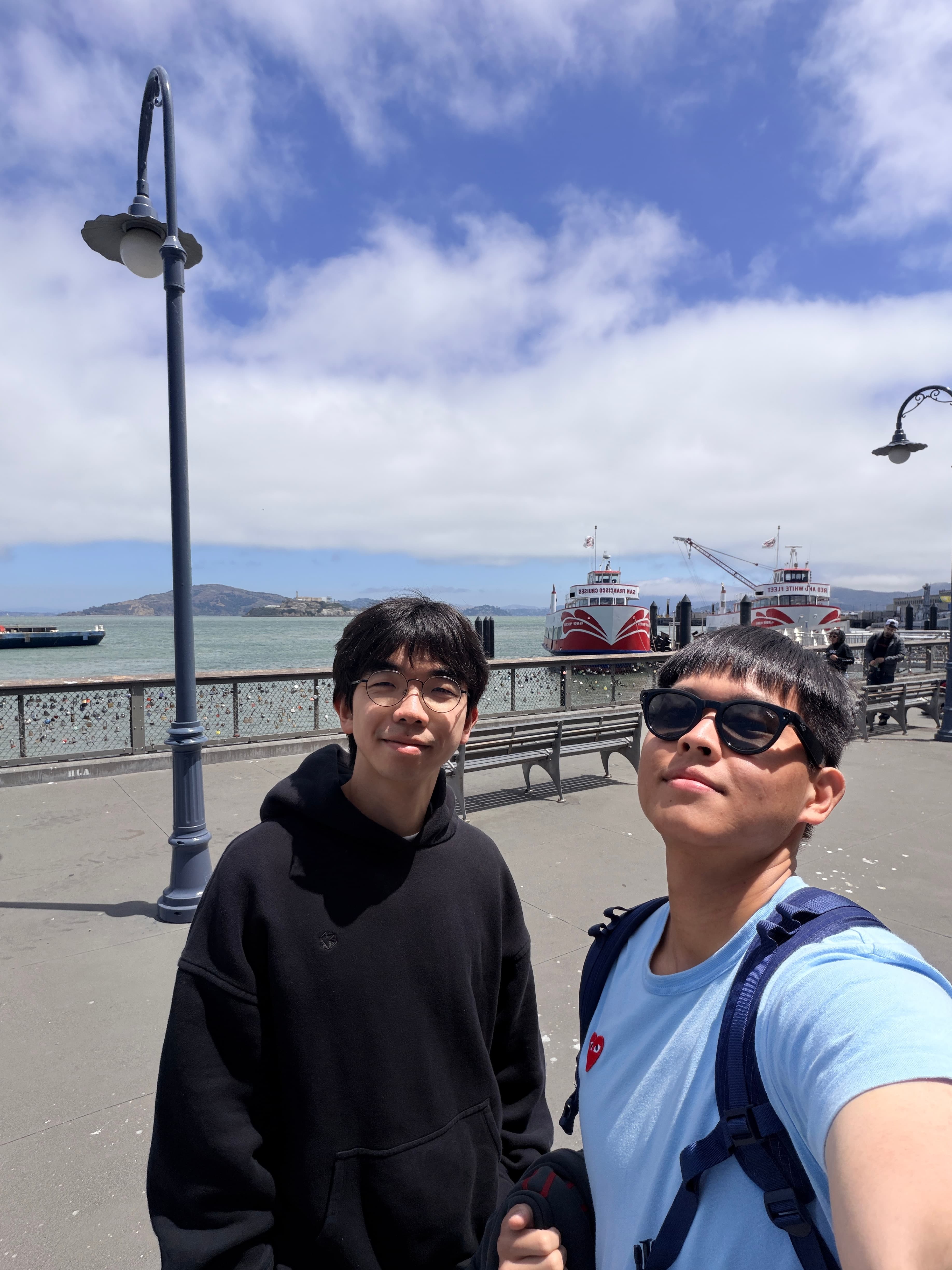 Kyle and Ian Huang walking by the San Francisco Bay